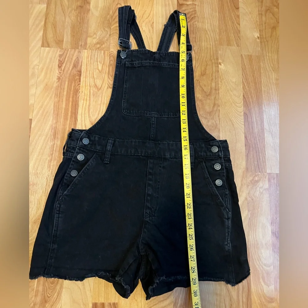 VGUC Madewell Washed Black 💯 Cotton Denim Shorts Overalls sz M - Picture 5 of 8